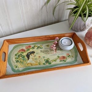Small Vanity Tray Serving Tray "Royal Shamrock" Lightweight Wood with Handles